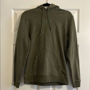 Gap Olive Color Floral Graphic Print Hoodie